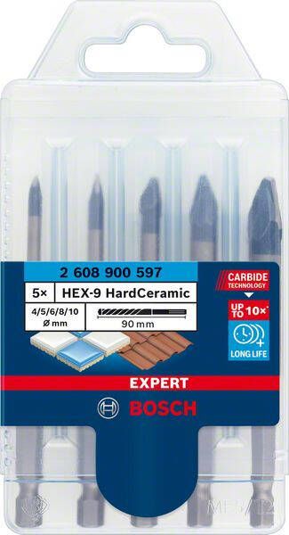 Bosch Accessoires Expert HardCeramic HEX-9 boorset 4 5 6 8 10 mm 5-delig 1 stuk(s) 2608900597