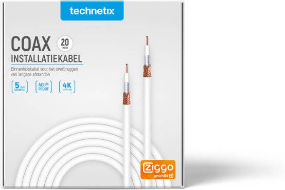 Technetix Coaxkabel 20 m Wit | 1 stuks TN-COAXIH-20M