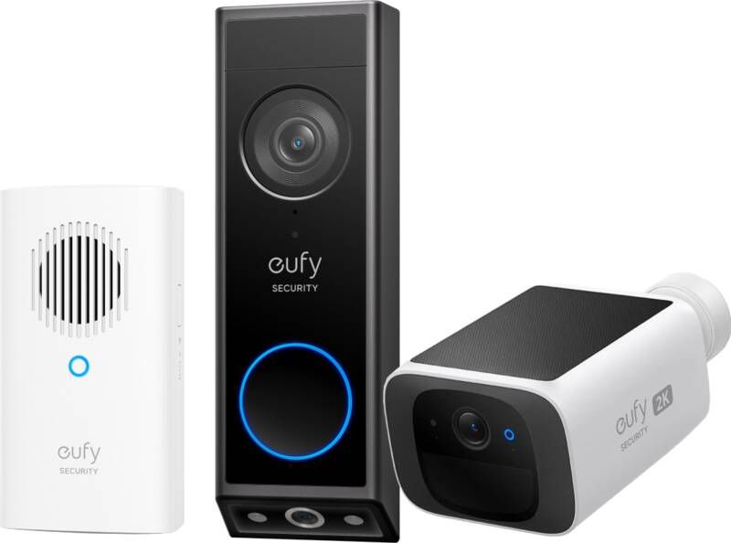 Eufy Video Doorbell E340 met Chime + Solocam S220 Solar