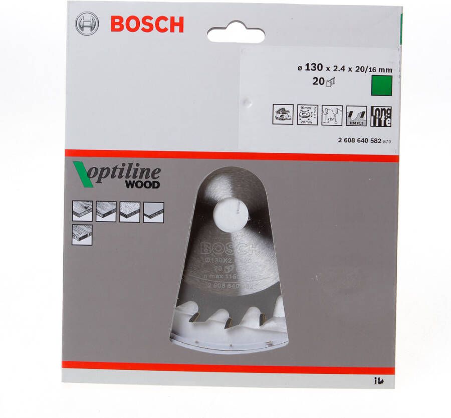 Bosch Accessoires Cirkelzaagblad Optiline Wood 130 x 20 16 x 2 4 mm 20 1st 2608640582