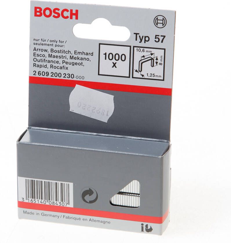 Bosch Accessoires Niet met platte draad type 57 10 6 x 1 25 x 8 mm 1000st 2609200230