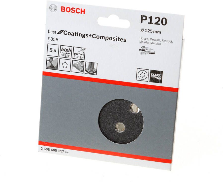 Bosch Accessoires 5 Excenter Ø125mm F355 Best for Coatings+Composite 8 120 2608605117