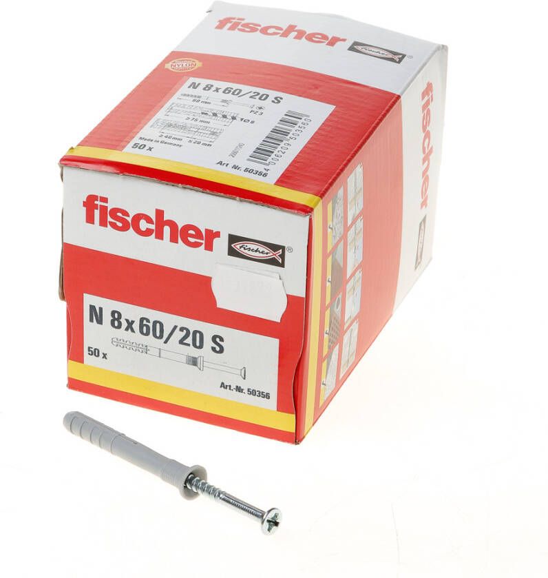 Fischer N 8X60 20 S NAGELPLUG (50) 50 St 50356