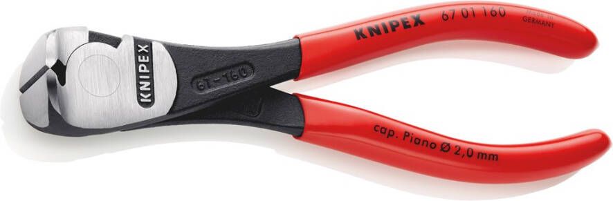 Knipex Kracht-voorsnijtang zwart geatramenteerd met kunststof bekleed 160 mm 6701160