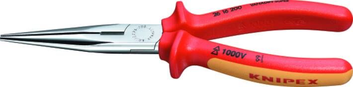 Knipex Platspitse Tang met Zijsnijder (Telefoontang) | 200 mm Lengte | Geïsoleerd | Meer-Componentengrepen 26 16 200 SB