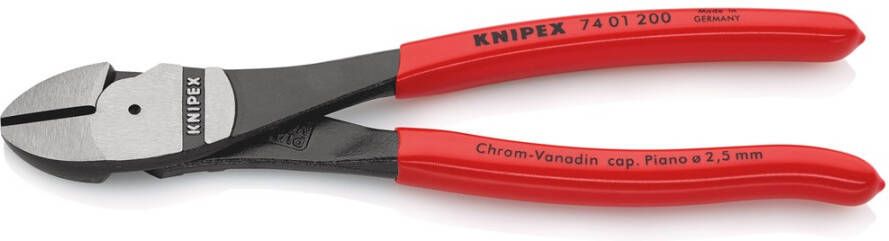Knipex Kracht-zijsnijtang zwart geatramenteerd met kunststof bekleed 200 mm 7401200