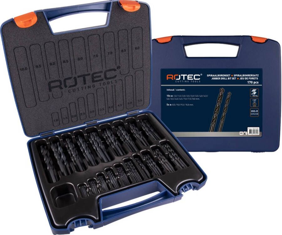 Mtools Rotec Spiraalborenset '100' DIN338 type N 170-dlg ø1-10 ABS |