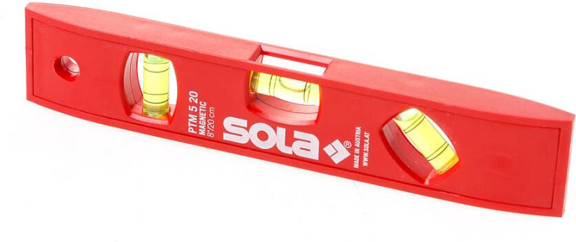 Sola Kunststof waterpas PTM5 20 blister 20cm 3 libellen hobby rood magn. SB 01430620