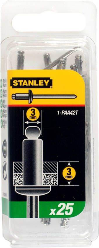 Stanley Handgereedschap Popnagels 3X3mm 25 stuks 1-PAA42T