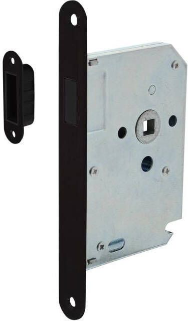 mtools INTERSTEEL Woningbouw magneet slot voorplaat afgerond zwart 20x175 doorn 50mm incl. sluitplaat kom |