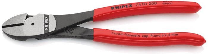 Knipex Kracht-Zijsnijtang | 200 mm Lengte | Kunststof Bekleed | Zwart Geatramenteerd 74 01 200 SB