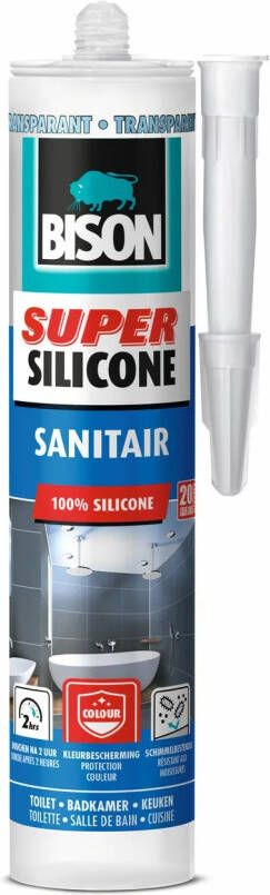 Bison Super Silicone Sanitair Transparant Crt 300Ml*12 Nlfr 6304517
