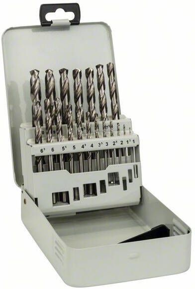 Bosch 19-delige metaalborenset HSS-G in metalen cassette DIN 338 135° 110 mm 135° 19st