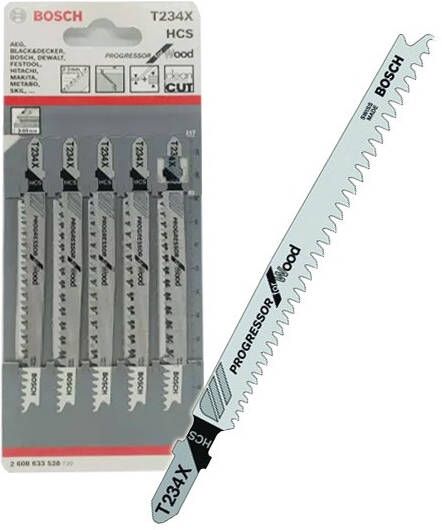Bosch Accessoires 5x Progressor voor hout decoupeerzaagblad T234X 2608633528