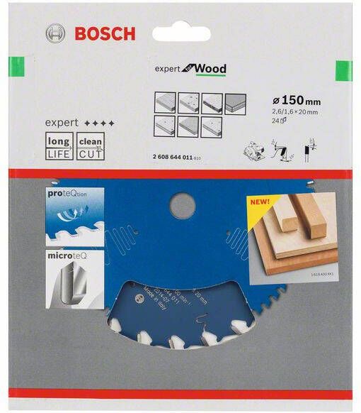 Bosch Accessoires Cirkelzaagblad expert for Wood 150x20x2.6 1.6x24 T 2608644011