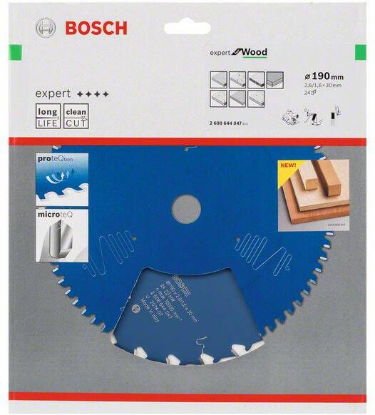Bosch Cirkelzaagblad expert for Wood 190x30x2.6 1.6x24 T