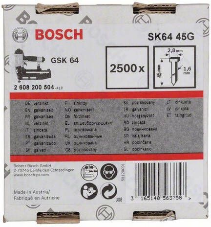 Bosch Nagel met verzonken kop SK64 45G