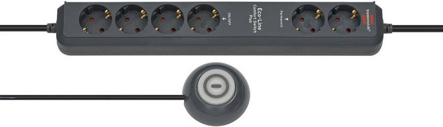 Brennenstuhl Eco-Line stekkerdoos Comfort Switch Plus EL CSP 24 6-voudig antraciet 1 5m H05VV-F 3G1 5 2 permanent 4 schakelbaar externe
