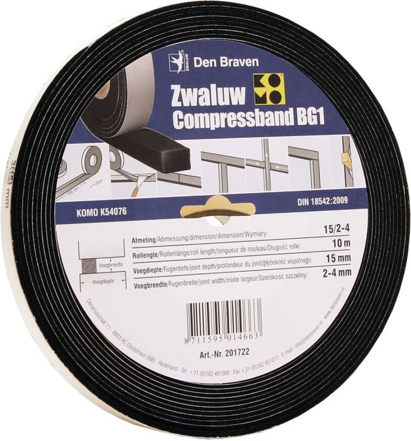 Den Braven Zwaluw Compressband 15 3 | 15X15 Mm | 10M Rol 201722