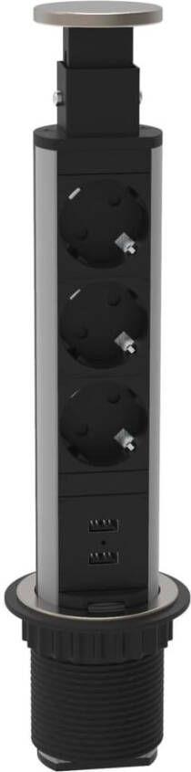 Eyckhaus E1 inschruifbaar tafel contactdoosstrook | 3-voudig stopcontact en 2 x USB 3073