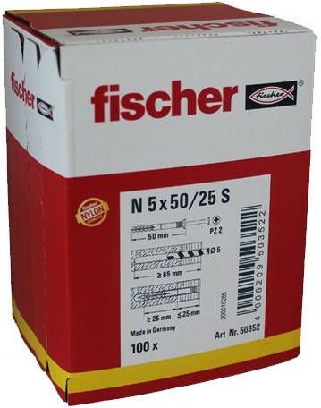 Fischer N 5X50 25 S NAGELPLUG 100 St 50352