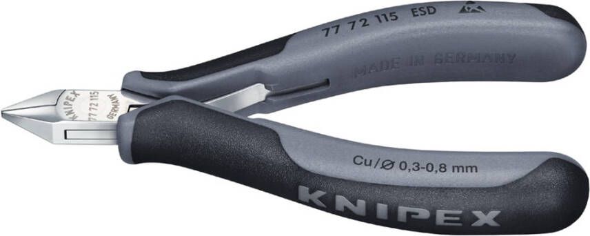 Knipex Elektronica-zijsnijtang ESD met meer-componentengrepen 115 mm