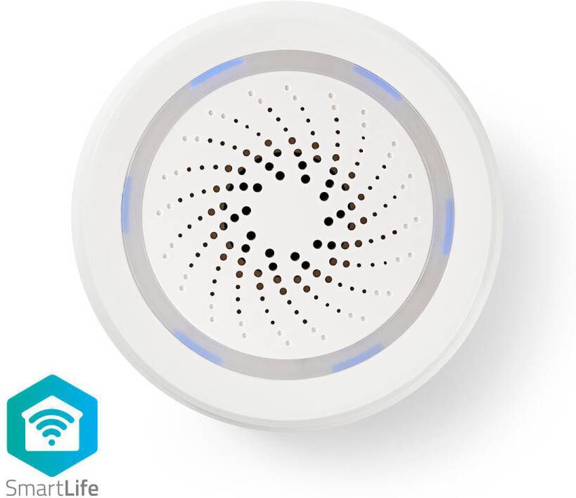 Nedis SmartLife Sirene | Wi-Fivoeding | 8 geluiden | 85 dB | Wit | 1 stuks WIFISI10CWT