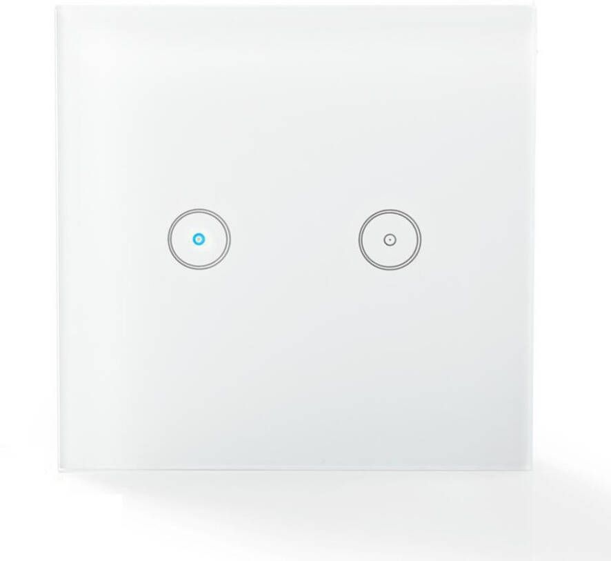 Nedis SmartLife Wandschakelaar | Wi-Fi | Duaal | 1000 W | Glas | Wit | 1 stuks WIFIWS20WT