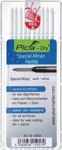 Pica Vullingenset | 10x wit | waterbestendig | Dry 4043 | 10 stiften set | 1 stuk 4043