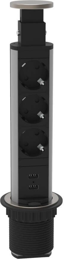 Schütte Schutte E1 inschuifbare stekkerdoos | 3-voudig stopcontact en 2 x USB 3073